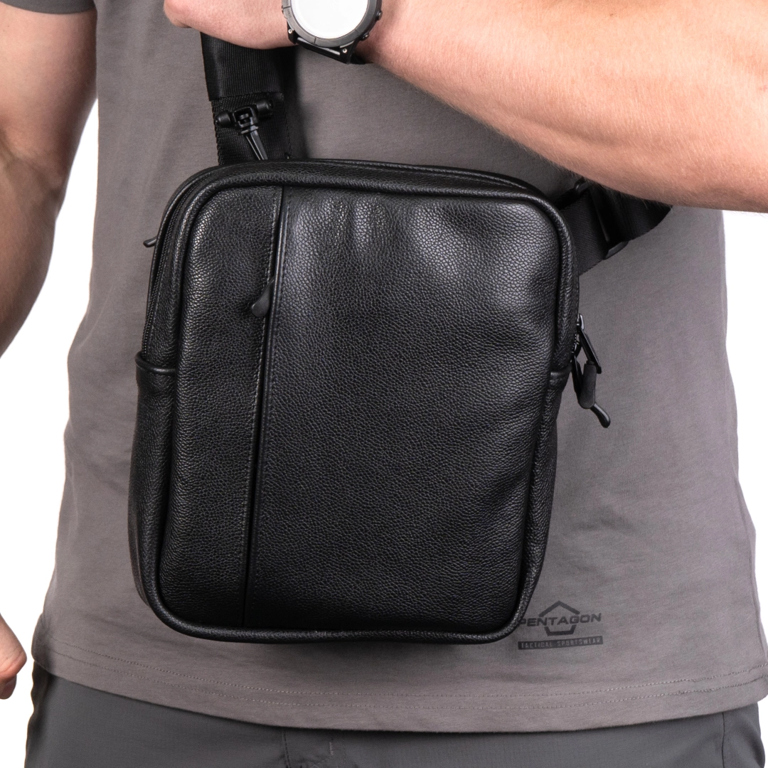 SH-TAC TANGO — сумка для прихованого носіння зброї, шкіра, чорна